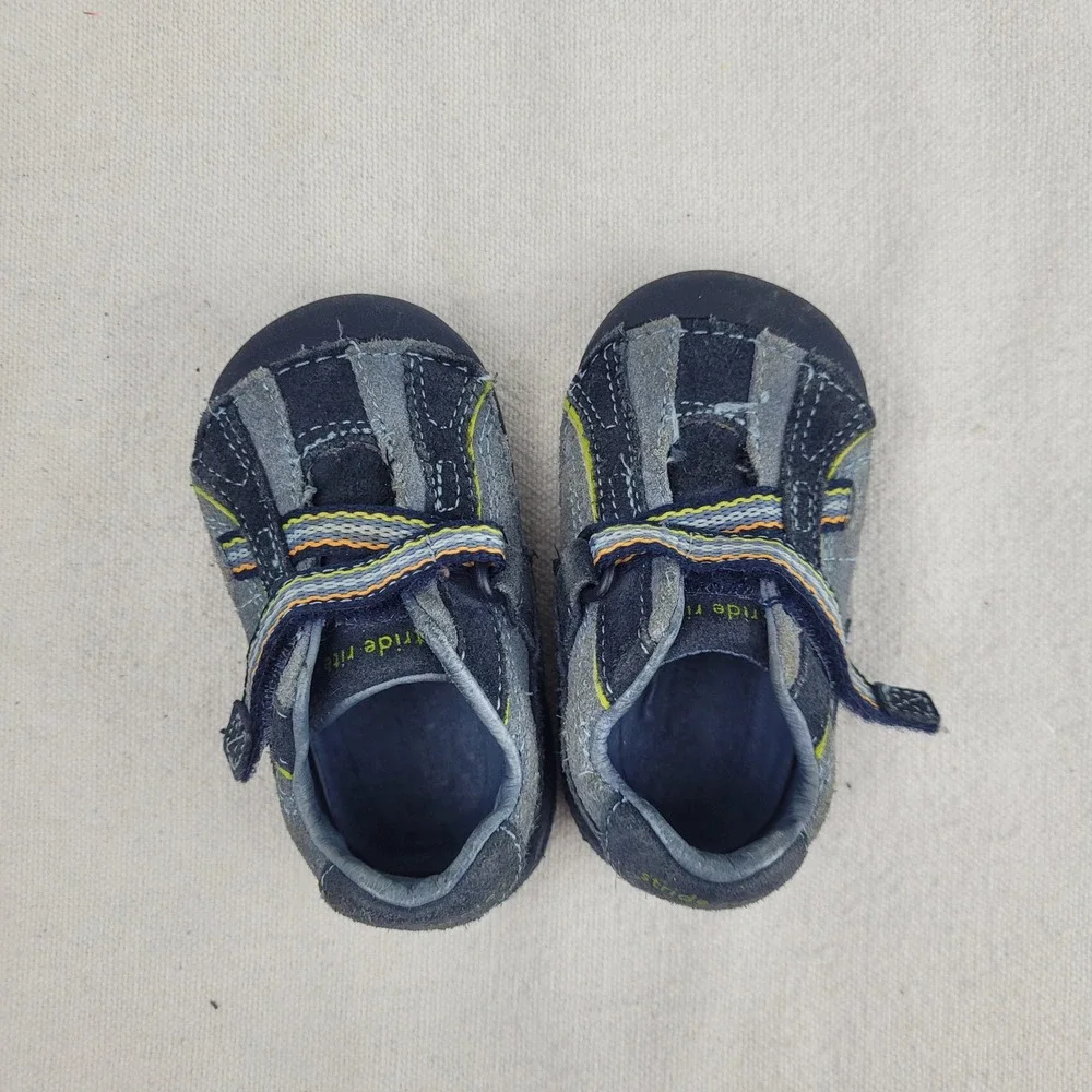 Stride Rite SRT Baby Boy Navy Blue Grey Suede Soft Motion Sneakers Size‎ 4.5W
